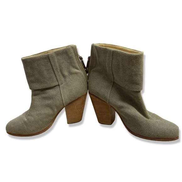 RAG & BONE Newberry Canvas & Leather Heeled Ankle Booties - Picture 6 of 10